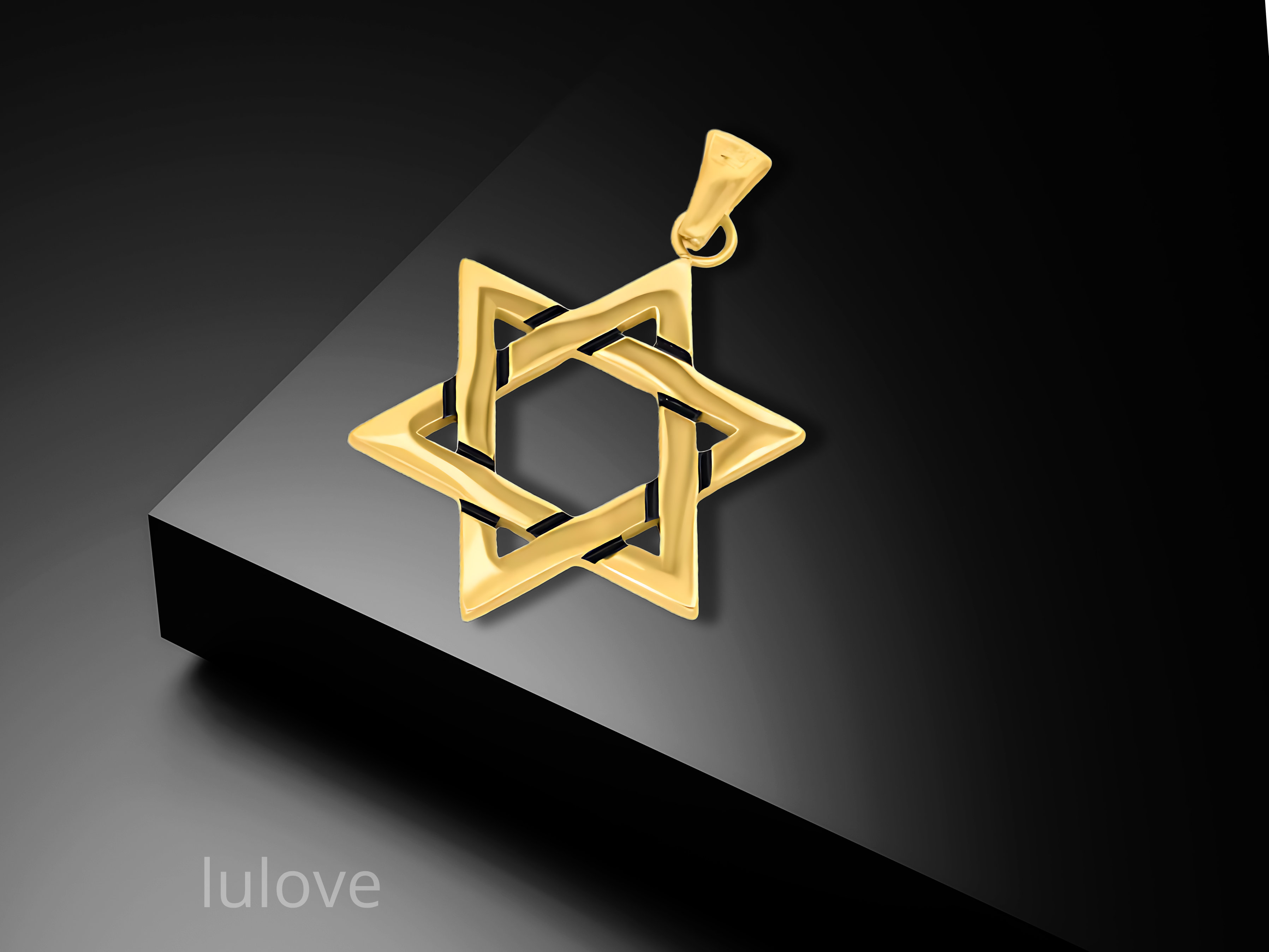 תליון מגן דוד גדול + שרשרת גולדפיל 18K