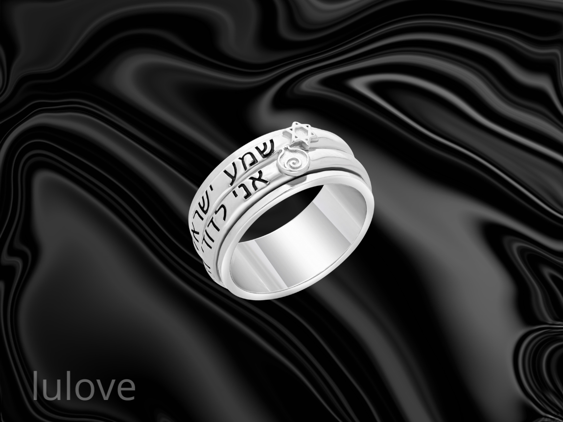 טבעת כסף 925 בעיצוב אישי, עם שני טבעות מסתובבות