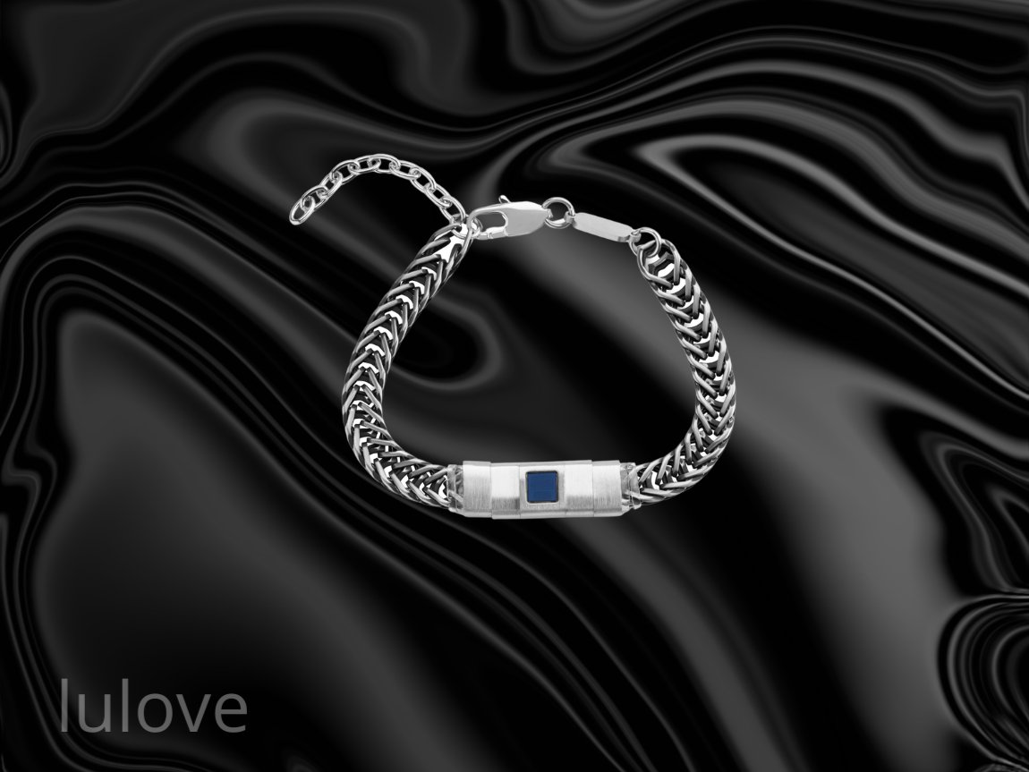 צמיד קף מגולדפילד/סטיינלס סטיל בציפוי רודיום ושבב ננו תהילים