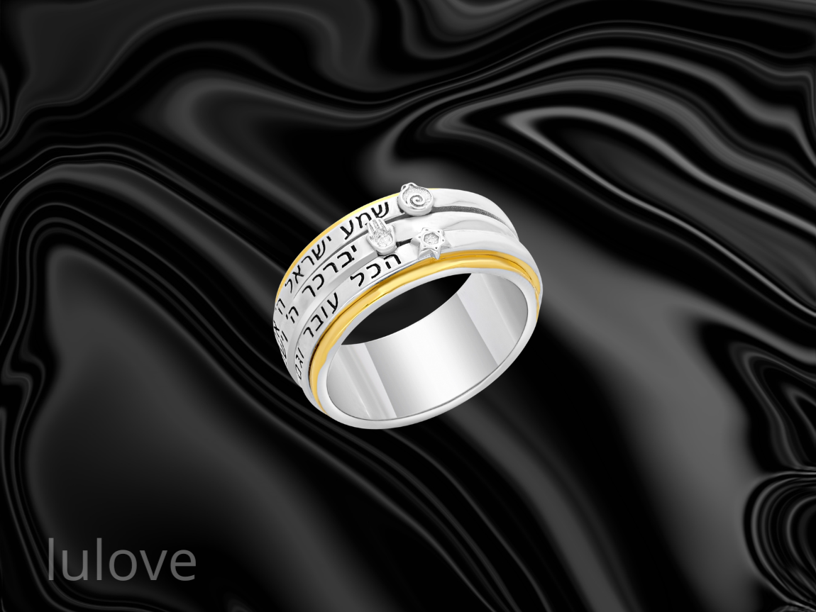 טבעת כסף 925 בעיצוב אישי, עם שלוש טבעות מסתובבות