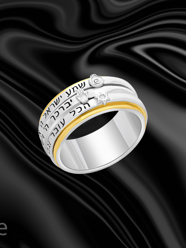 טבעת כסף 925 בעיצוב אישי, עם שלוש טבעות מסתובבות